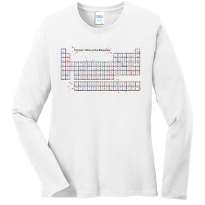 Periodic Table Of The Elements Watercolor Science Art Ladies Long Sleeve Shirt