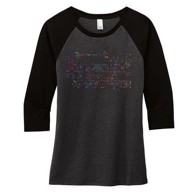 Periodic Table Of The Elements Watercolor Science Art Women's Tri-Blend 3/4-Sleeve Raglan Shirt