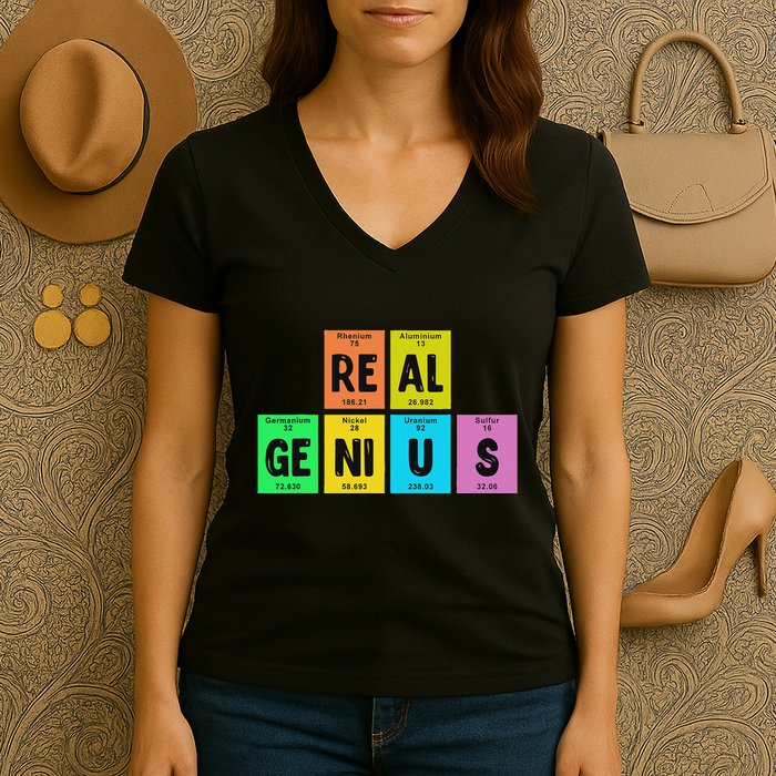 Periodic Table Of Elements Real Genius Women's V-Neck T-Shirt