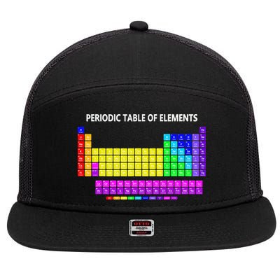 Periodic Table Of The Elements Chemists Nerd Chemistry Lover 7 Panel Mesh Trucker Snapback Hat