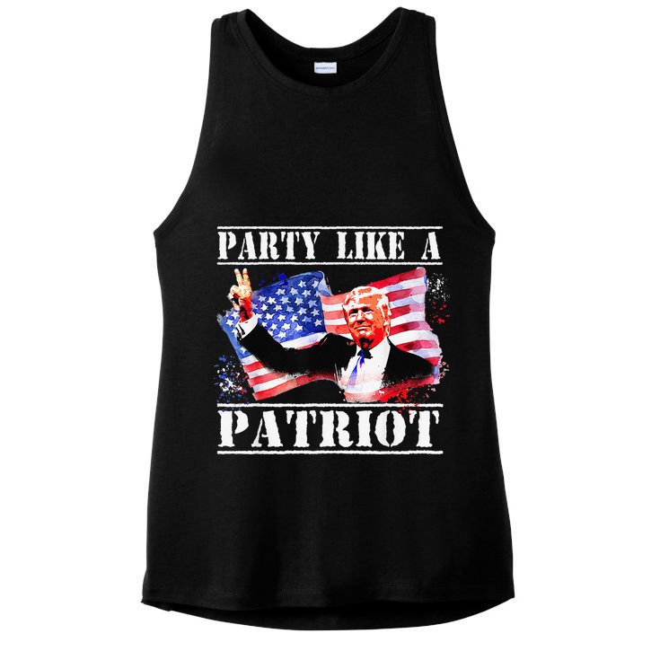 Pro Trump Party Like A Patriot Fourth Of July 4th Ladies PosiCharge Tri-Blend Wicking Tank
