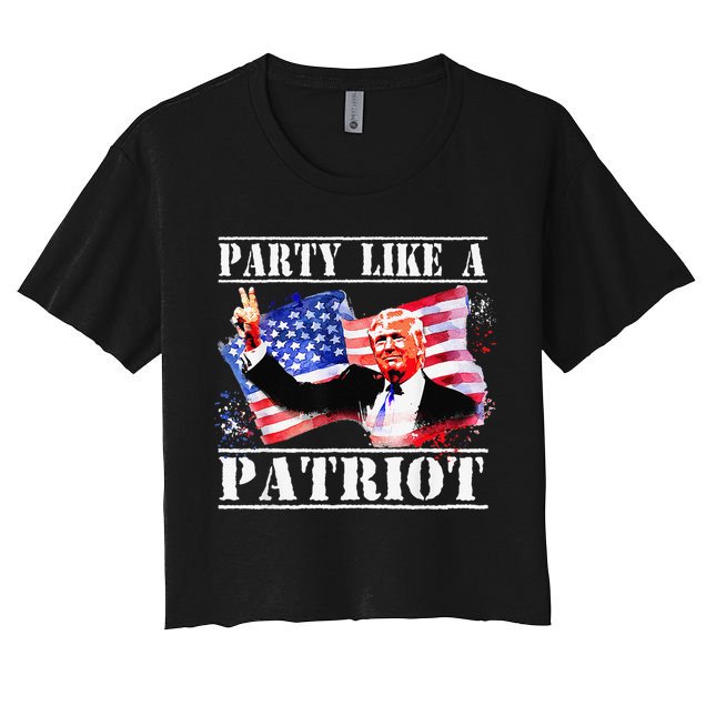 Pro Trump Party Like A Patriot Fourth Of July 4th Crop Top
