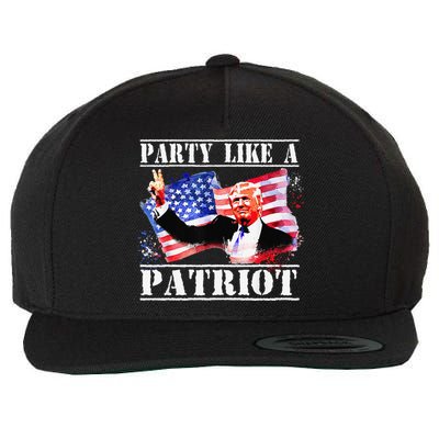 Pro Trump Party Like A Patriot Fourth Of July 4th Wool Snapback Cap
