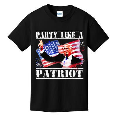 Pro Trump Party Like A Patriot Fourth Of July 4th Kids T-Shirt