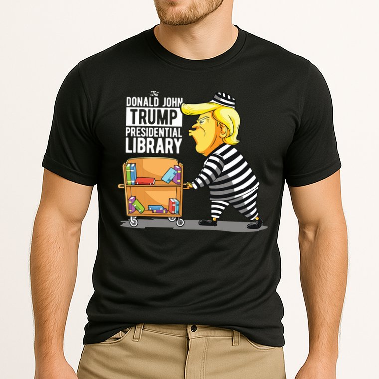 Prison Trump Presidential Library Funny Anti Trump Cooling Performance Crew T-Shirt