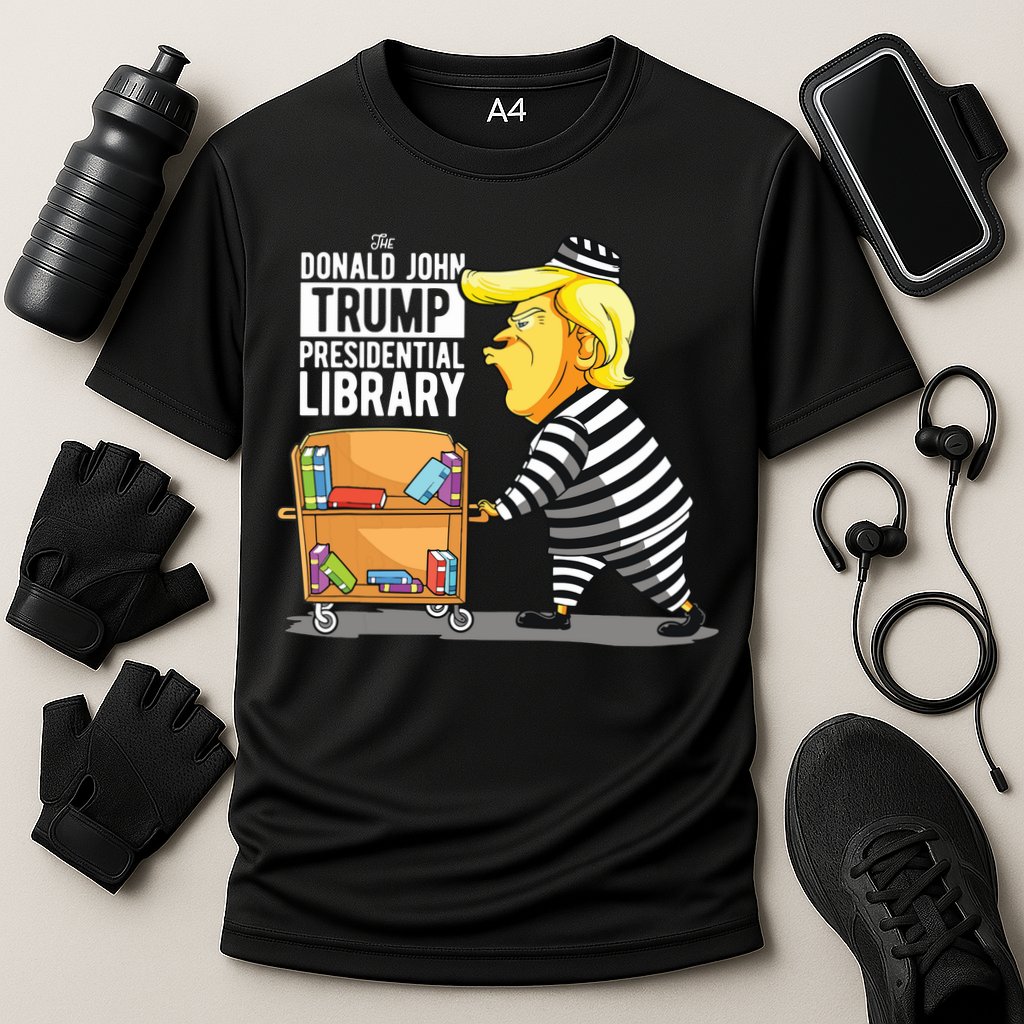 Prison Trump Presidential Library Funny Anti Trump Cooling Performance Crew T-Shirt