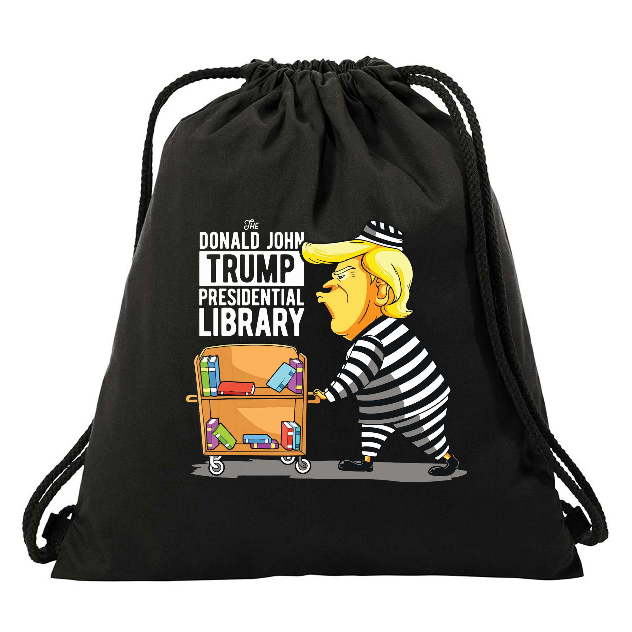 Prison Trump Presidential Library Funny Anti Trump Drawstring Bag