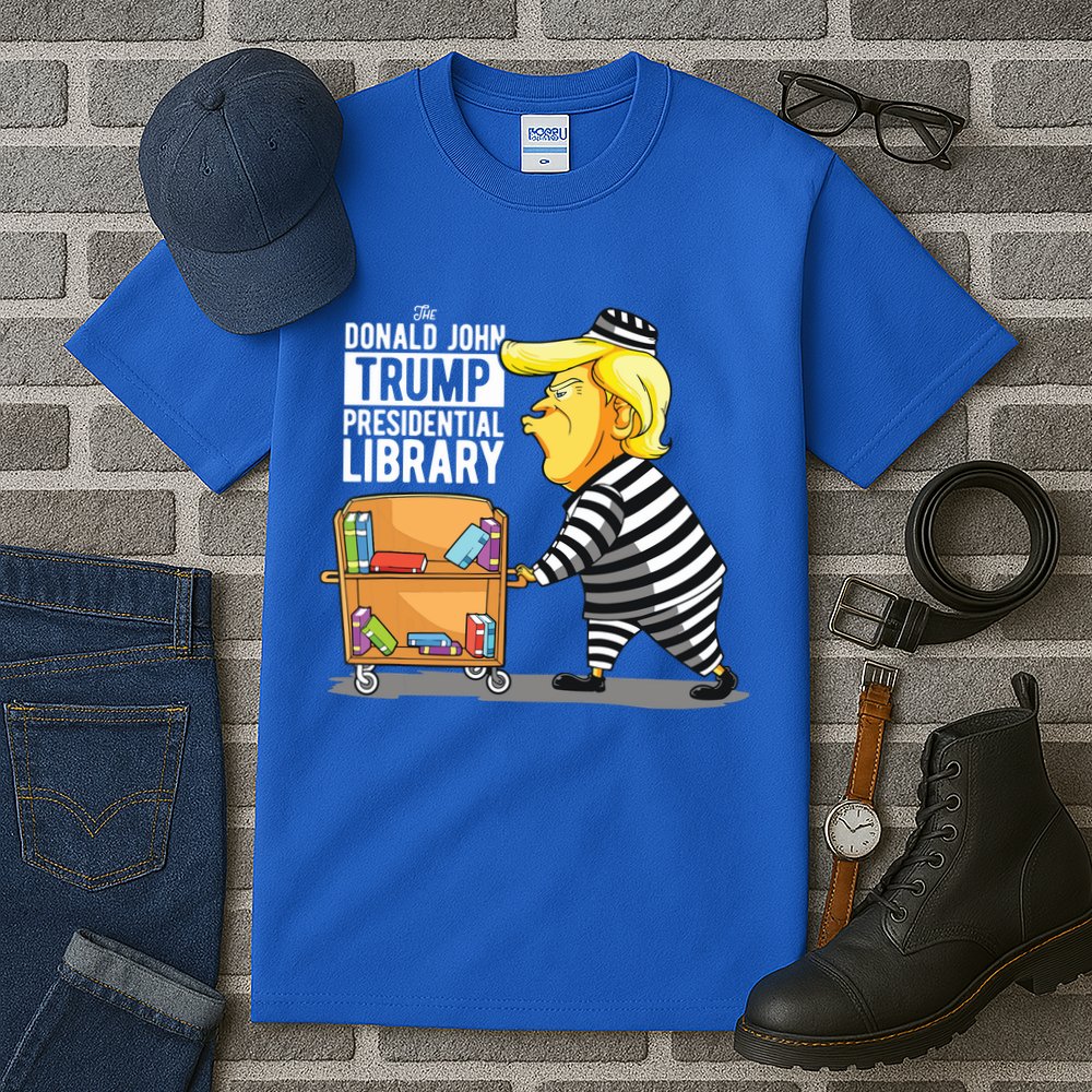 Prison Trump Presidential Library Funny Anti Trump Tall T-Shirt