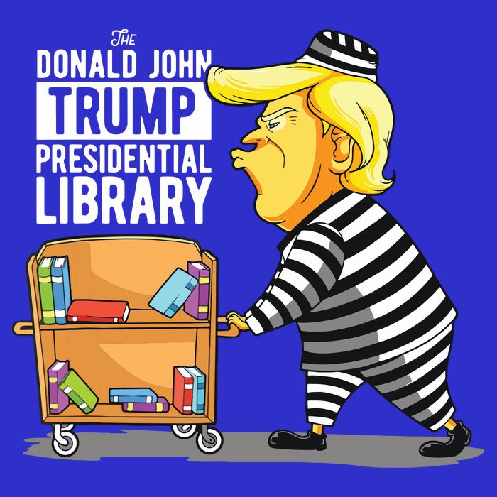 Prison Trump Presidential Library Funny Anti Trump Tall T-Shirt