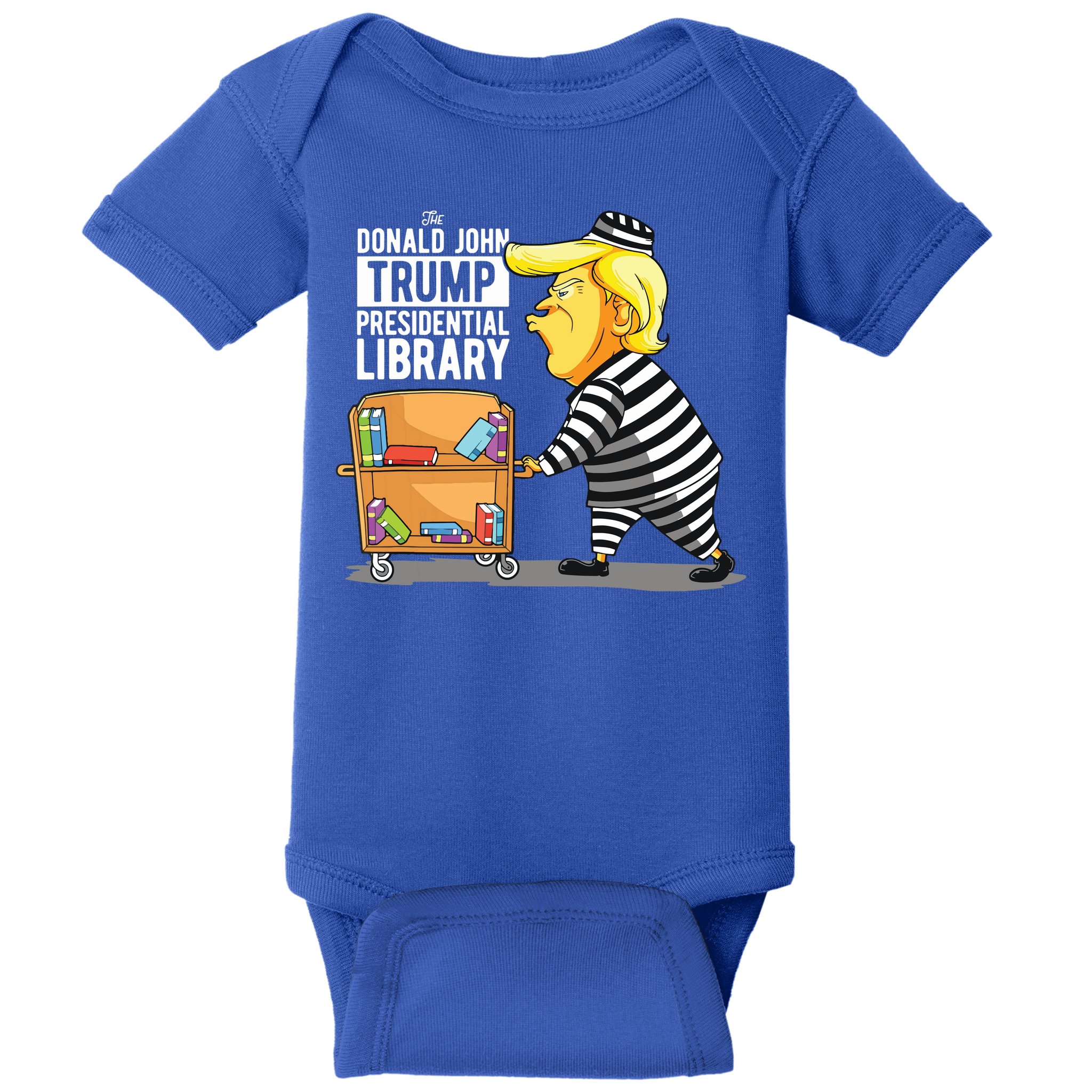 Prison Trump Presidential Library Funny Anti Trump Baby Bodysuit