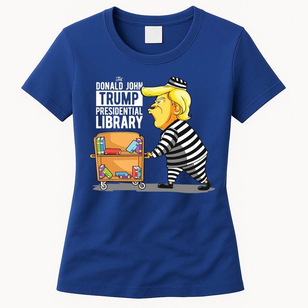 Prison Trump Presidential Library Funny Anti Trump Womens T-Shirt