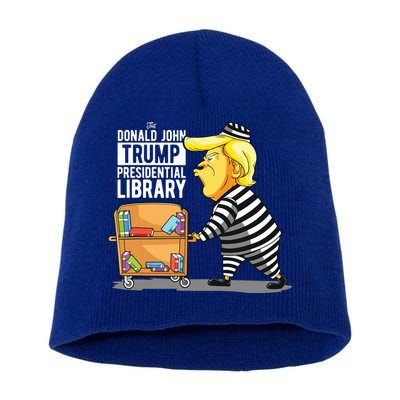Prison Trump Presidential Library Funny Anti Trump Short Acrylic Beanie
