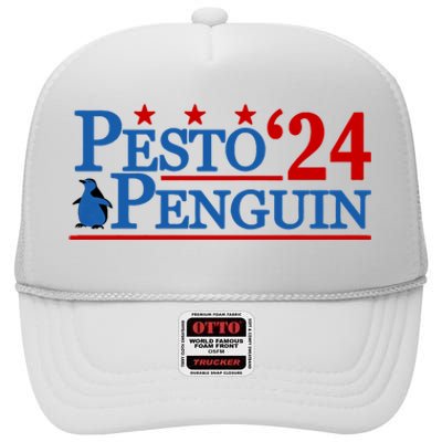 Pesto The Penguin Bird Meme 2024 Trending Pesto High Crown Mesh Back Trucker Hat