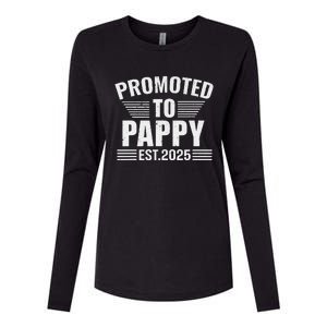 Promoted To Pappy 2025 Pregnancy Announcement Womens Cotton Relaxed Long Sleeve T-Shirt