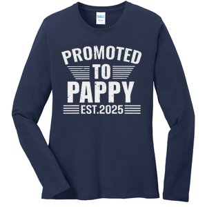 Promoted To Pappy 2025 Pregnancy Announcement Ladies Long Sleeve Shirt