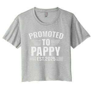 Promoted To Pappy 2025 Pregnancy Announcement Women's Crop Top Tee