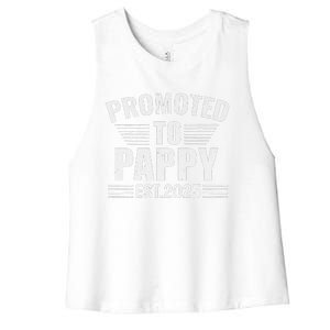 Promoted To Pappy 2025 Pregnancy Announcement Women's Racerback Cropped Tank