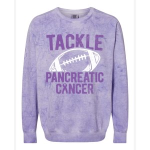 Purple Tackle Pancreatic Cancer Awareness Gift Colorblast Crewneck Sweatshirt