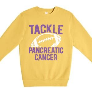 Purple Tackle Pancreatic Cancer Awareness Gift Premium Crewneck Sweatshirt