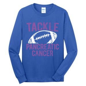 Purple Tackle Pancreatic Cancer Awareness Gift Tall Long Sleeve T-Shirt