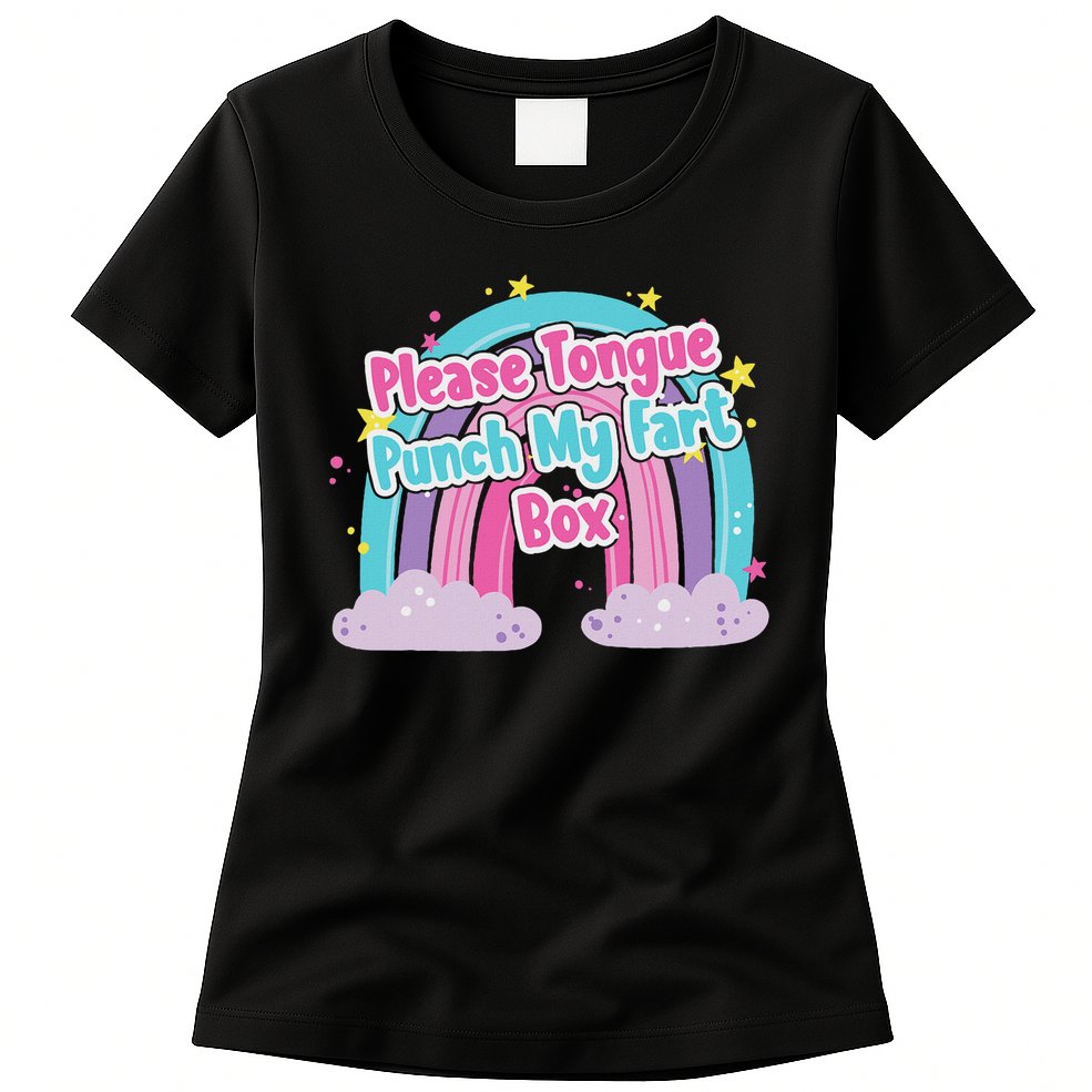 Please Tongue Punch My Fart Box Adult Humor Inappropriate Womens T-Shirt