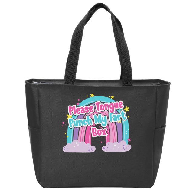 Please Tongue Punch My Fart Box Adult Humor Inappropriate Zip Tote Bag