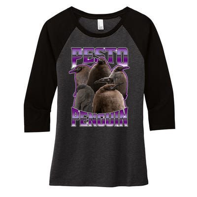 Pesto The Penguin Women's Tri-Blend 3/4-Sleeve Raglan Shirt