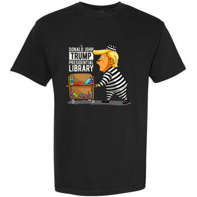 Prison Trump Presidential Library Funny Anti Trump Garment-Dyed Heavyweight T-Shirt