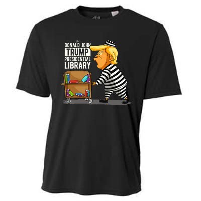 Prison Trump Presidential Library Funny Anti Trump Cooling Performance Crew T-Shirt