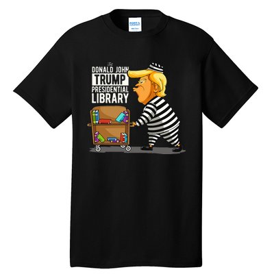 Prison Trump Presidential Library Funny Anti Trump Tall T-Shirt