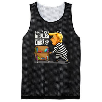 Prison Trump Presidential Library Funny Anti Trump Mesh Reversible Basketball Jersey Tank