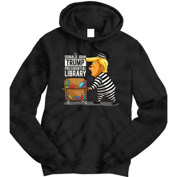 Prison Trump Presidential Library Funny Anti Trump Tie Dye Hoodie