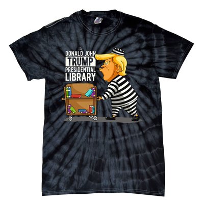 Prison Trump Presidential Library Funny Anti Trump Tie-Dye T-Shirt