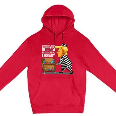 Prison Trump Presidential Library Funny Anti Trump Premium Pullover Hoodie