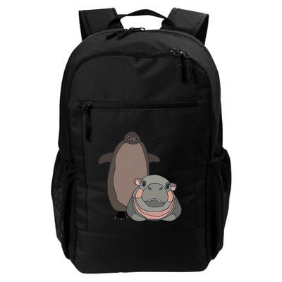 Pesto The Penguin And Moo Deng The Baby Hippo Funny Backpack