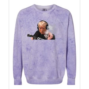 President Trump Podcast Funny Trump Smoking Like Elon Colorblast Crewneck Sweatshirt