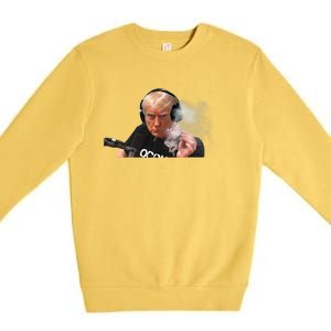 President Trump Podcast Funny Trump Smoking Like Elon Premium Crewneck Sweatshirt