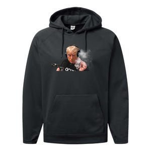 President Trump Podcast Funny Trump Smoking Like Elon Performance Fleece Hoodie