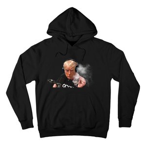 President Trump Podcast Funny Trump Smoking Like Elon Hoodie