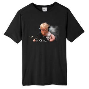 President Trump Podcast Funny Trump Smoking Like Elon Tall Fusion ChromaSoft Performance T-Shirt