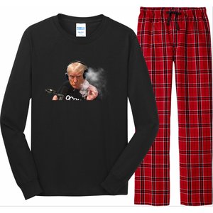 President Trump Podcast Funny Trump Smoking Like Elon Long Sleeve Pajama Set