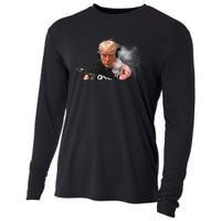 President Trump Podcast Funny Trump Smoking Like Elon Cooling Performance Long Sleeve Crew