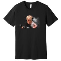 President Trump Podcast Funny Trump Smoking Like Elon Premium T-Shirt