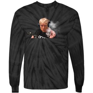 President Trump Podcast Funny Trump Smoking Like Elon Tie-Dye Long Sleeve Shirt