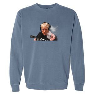 President Trump Podcast Funny Trump Smoking Like Elon Garment-Dyed Sweatshirt