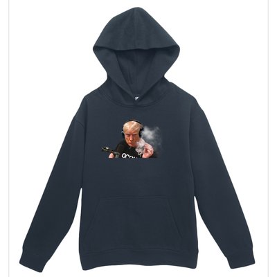 President Trump Podcast Funny Trump Smoking Like Elon Urban Pullover Hoodie