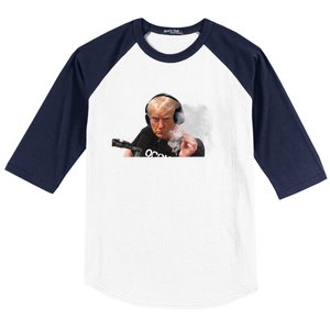 President Trump Podcast Funny Trump Smoking Like Elon Baseball Sleeve Shirt