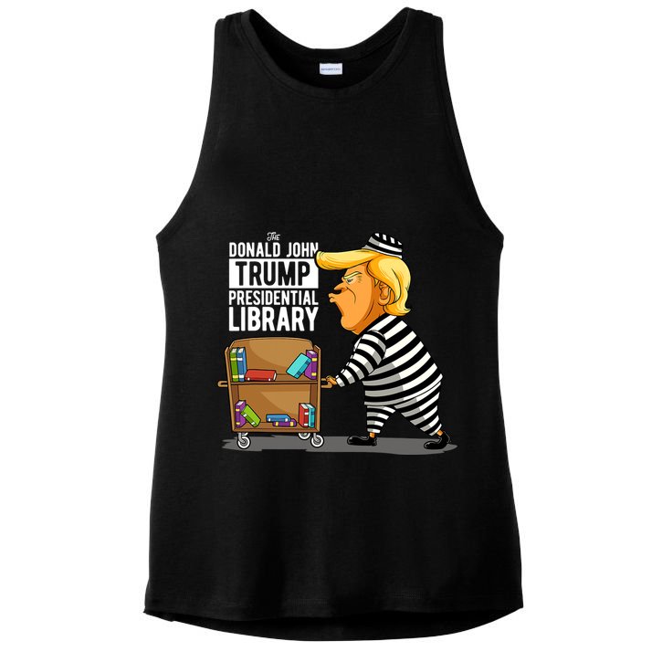 Prison Trump Presidential Library Funny Anti Trump Ladies PosiCharge Tri-Blend Wicking Tank