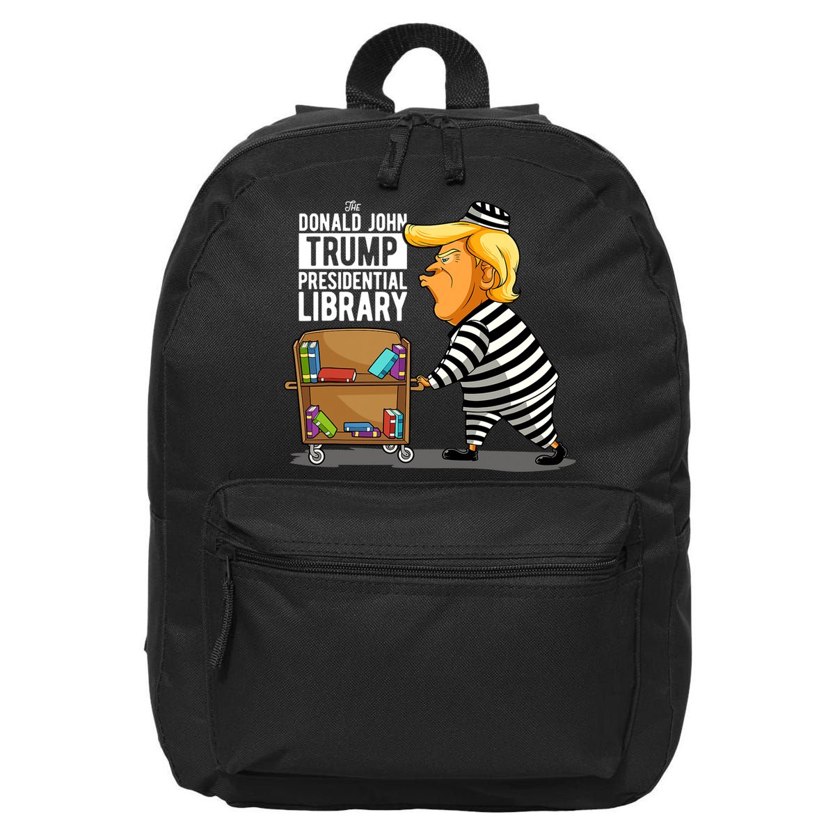 Prison Trump Presidential Library Funny Anti Trump 16 in Basic Backpack