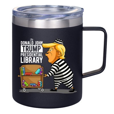 Prison Trump Presidential Library Funny Anti Trump 12oz Stainless Steel Coffee Mug